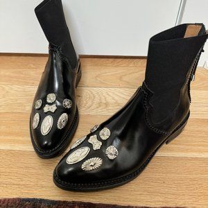 Toga Pulla Embellished Black Leather Booties - EUC - 36